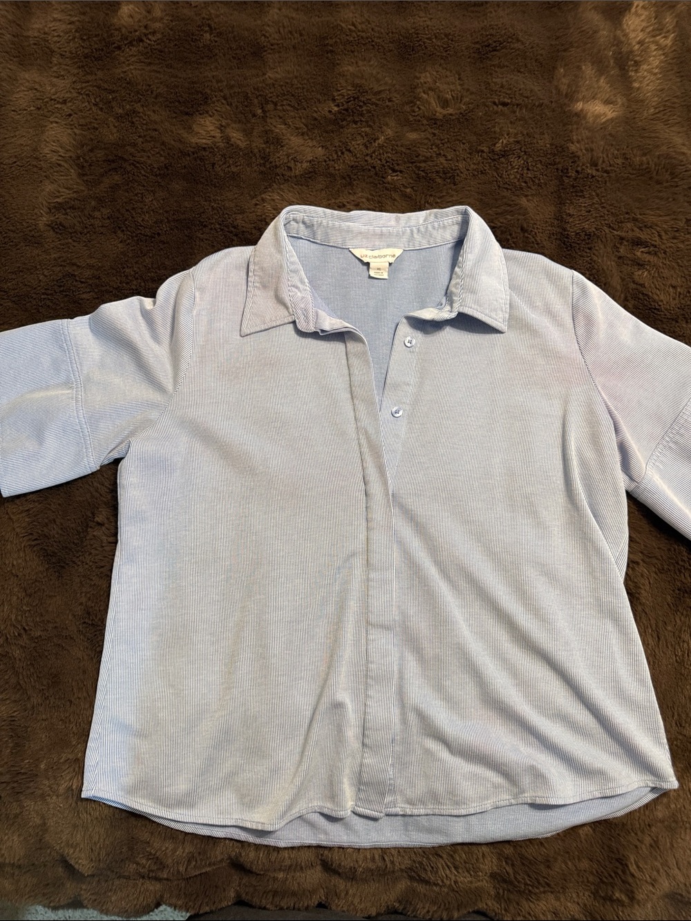 Liz Claiborne Pale Blue Short Sleeve Button-Up Top
